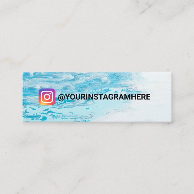 Watercolor Blue Painting Social Media Mini Mini Business Card (Front)