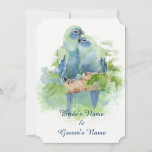 Watercolor Blue Parrot Tropical Bird Wedding Invitation