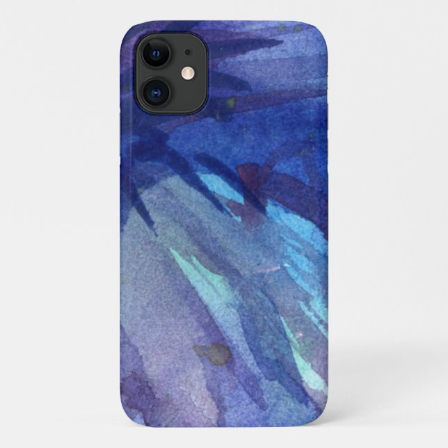 Watercolor Blue Phone iPhone Case (Back)