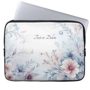 Watercolor Blue Pink Floral Laptop Sleeve