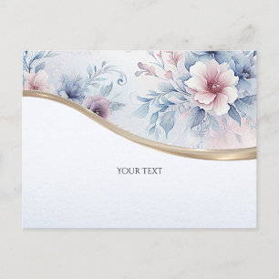 Watercolor Blue Pink Floral Postcard