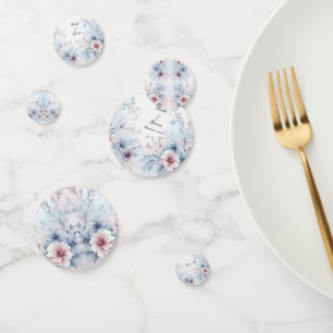 Watercolor Blue Pink Floral Table Confetti