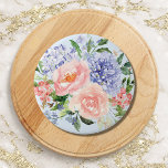 Watercolor Blue Pink Hydrangea Peony Spring Floral 7.5 Cm Round Badge<br><div class="desc">Accessorise in bloom with our Watercolor Floral Button. Featuring blue hydrangea,  pink peony,  and rose,  it adds a touch of spring and botanical charm to your style.</div>