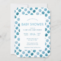 Watercolor Blue Polka Dot Cute Baby Shower