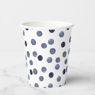 Watercolor . Blue polka dot . Paper Plate Paper Cups