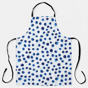 Watercolor blue polka dots seamless pattern apron