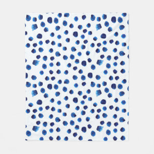Watercolor blue polka dots seamless pattern fleece blanket