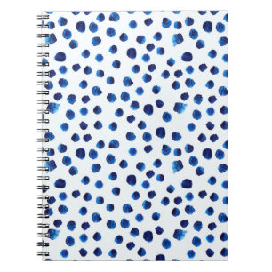 Watercolor blue polka dots seamless pattern notebook