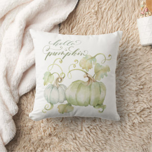 Watercolor Blue Pumpkins 16 x 16 Throw Pillow