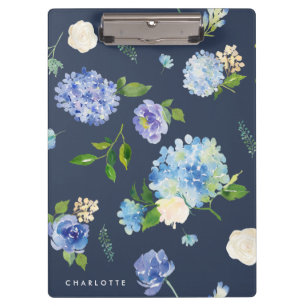 Watercolor Blue & Purple Hydrangeas Personalised Clipboard
