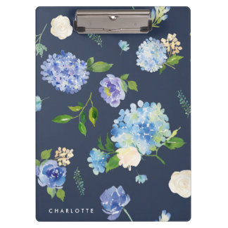 Watercolor Blue & Purple Hydrangeas Personalised Clipboard