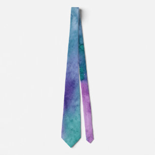 Watercolor Blue Purple Tie