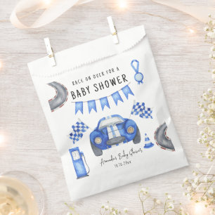 Watercolor Blue Race Car Baby Shower Favour Bags