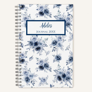 Watercolor Blue Rose Personalized Journal Notebook