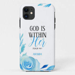 Watercolor Blue Roses Girly Christian Case-Mate iPhone Case