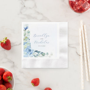 Watercolor Blue Roses Napkin