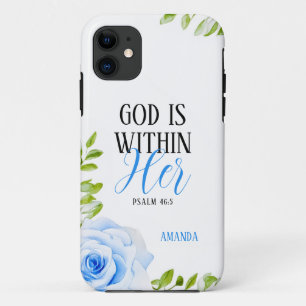Watercolor Blue Roses with Leaves Girly Faith Case-Mate iPhone Case