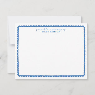 Watercolor Blue Scalloped Nursery Note Card