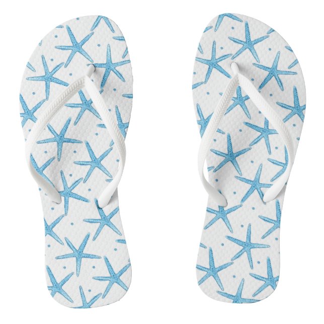 Watercolor Blue Sea Stars Pattern Jandals (Footbed)