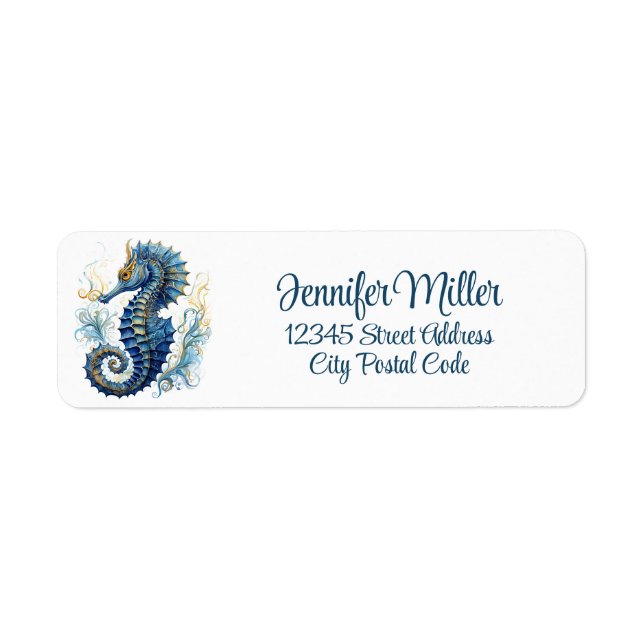 Watercolor blue seahorse design (Front)