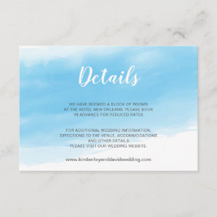 Watercolor Blue Seaside Wedding Detail Enclosure Card