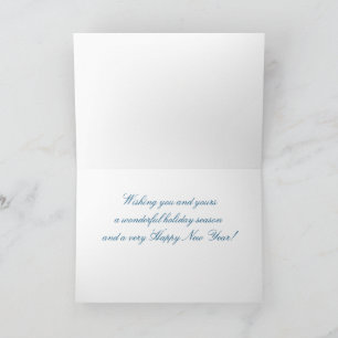 Watercolor Blue Snow Scen Christmas Card Greeting 