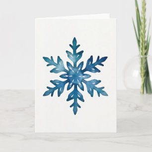Watercolor Blue Snowflake Card