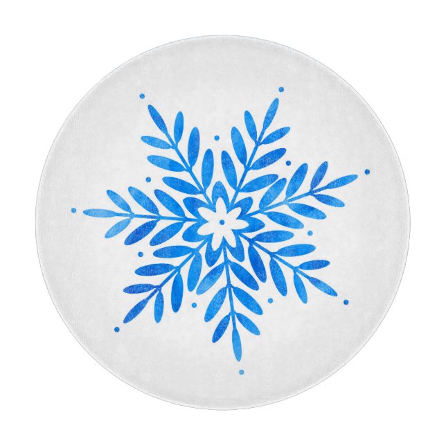  Watercolor Blue Snowflake   Cutting Board (Front)