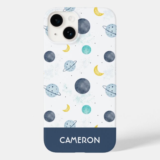 Watercolor Blue Space Planet Pattern Case-Mate iPhone Case (Back)