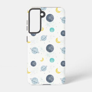 Watercolor Blue Space Planet Pattern Samsung Galaxy Case