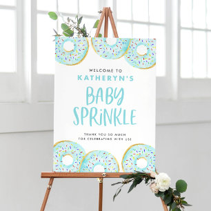 Watercolor Blue Sprinkle Doughnuts Baby Sprinkle Poster