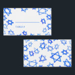 Watercolor Blue Star of David Bar Bat Mitzvah  Place Card<br><div class="desc">Perfect CUSTOM placecard for a bat mitzvah, bar mitzvah, wedding or other Jewish celebration! Hand made watercolor art for you on the front and back side! FULLY CUSTOMIZABLE! Click on “Personalise” above to edit the text. Click "edit using design tool" to adjust the fonts, colours and placements and to delete...</div>