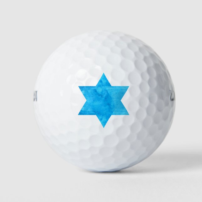 watercolor Blue Star of David Golf Balls (Front)