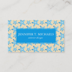 Watercolor Blue Starfish Pattern Business Card
