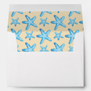 Watercolor Blue Starfish Pattern Envelopes