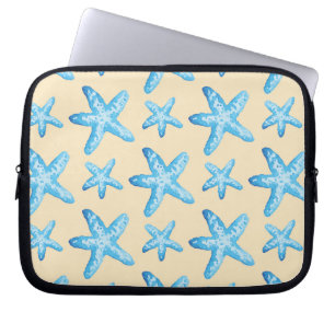 Watercolor Blue Starfish Pattern Laptop Sleeve