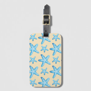 Watercolor Blue Starfish Pattern Luggage Tag