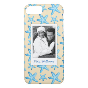 Watercolor Blue Starfish   Your Photo & Name iPhone 8/7 Case