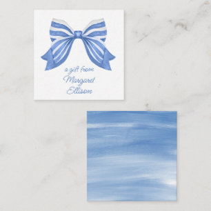 Watercolor Blue Striped Bow Gift Enclosure Card