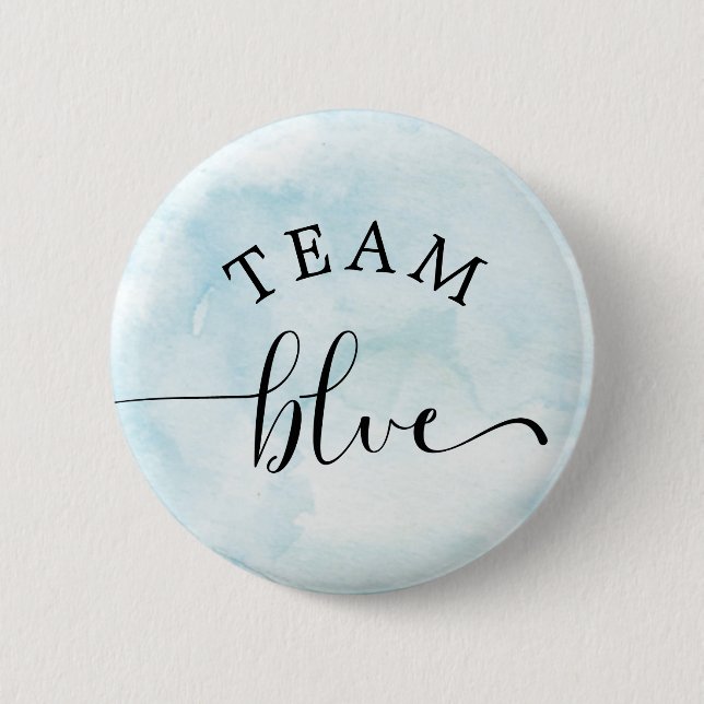 Watercolor Blue Team Blue Button (Front)
