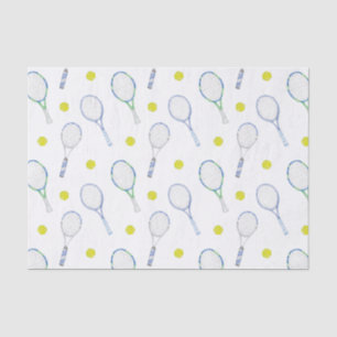 Watercolor Blue Tennis Racquets Tissue Paper