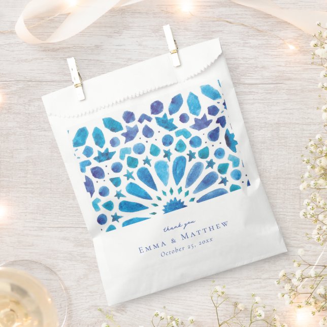 Watercolor Blue Tile Favour Bags (Clipped)