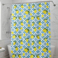 Watercolor Blue Tile Yellow Lemon Watercolor