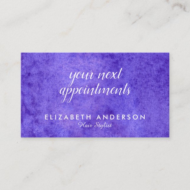 Watercolor blue violet appointments business cards (Front)