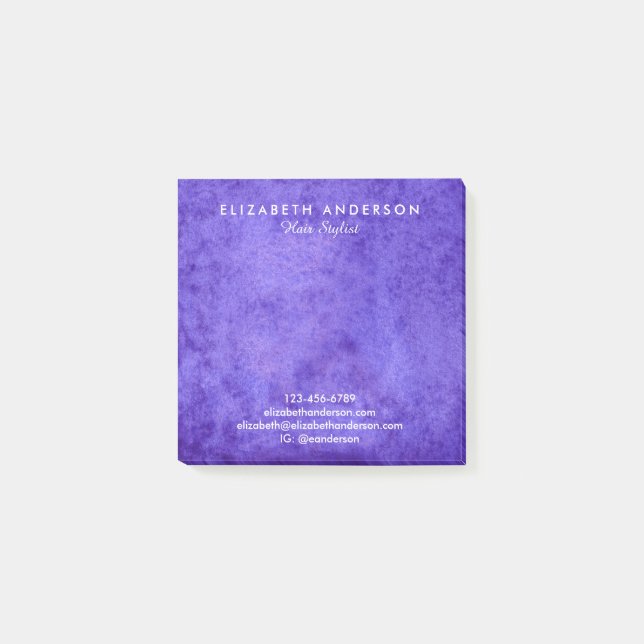 Watercolor blue violet business post-it notes (Front)