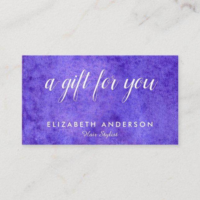 Watercolor blue violet gift business cards (Front)