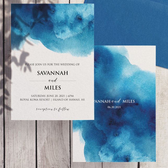 Watercolor Blue Wash Wedding Invitation (Creator Uploaded)