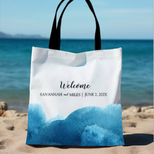 Watercolor Blue Wash Wedding Welcome Bag