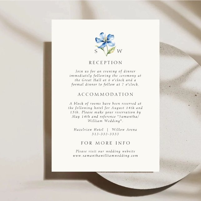 Watercolor Blue Wedding Details Enclosure Card (Creator Uploaded)