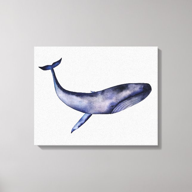 Watercolor Blue Whale Canvas Print (Front)